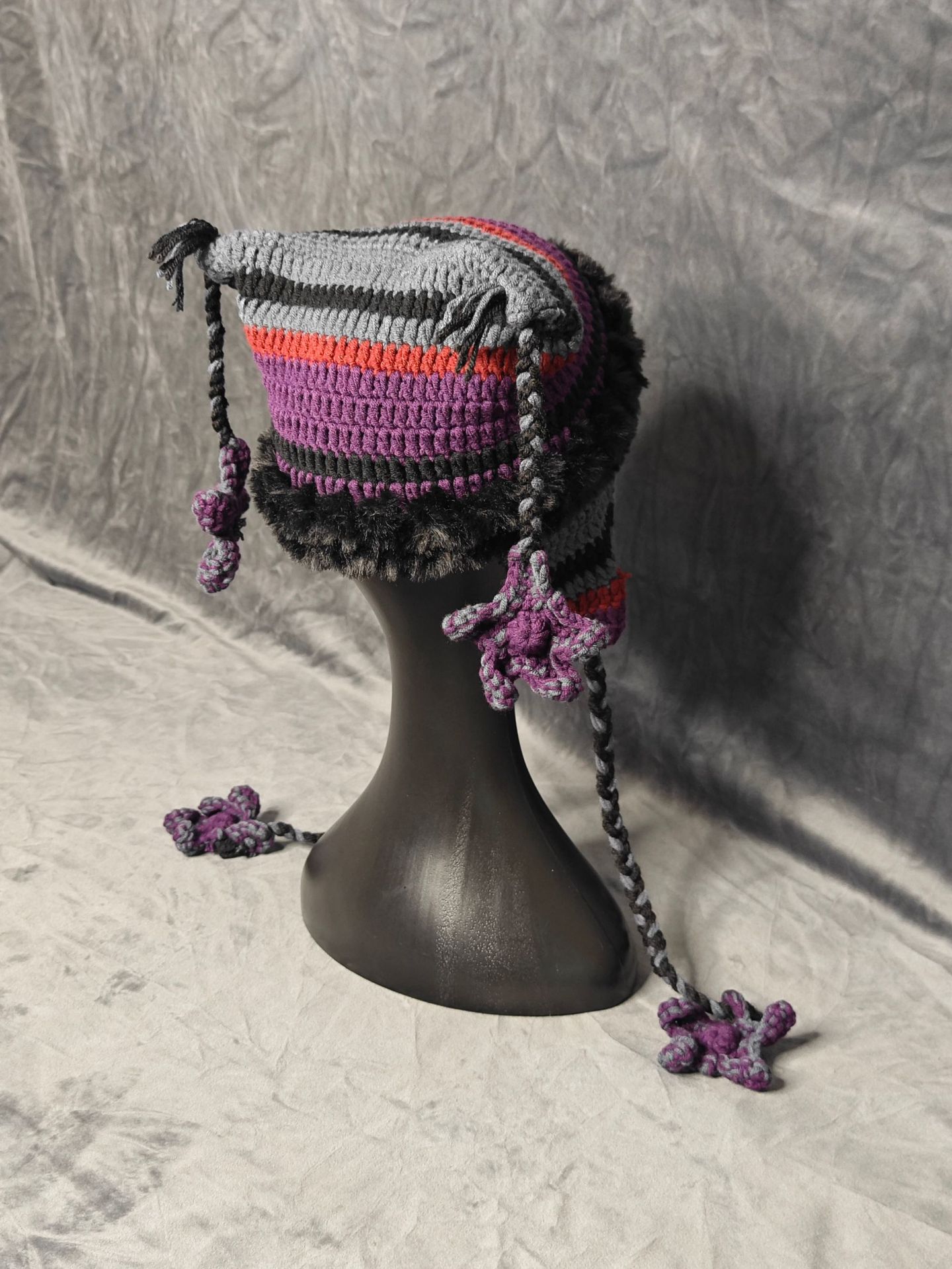 Hersteller Großhandel Little Devil Gestreifte handgestrickte Kreuzbordüre Xiaohongshu Gleiche Katzenohren Stern Hut Japanisch Einfach_voghion.com