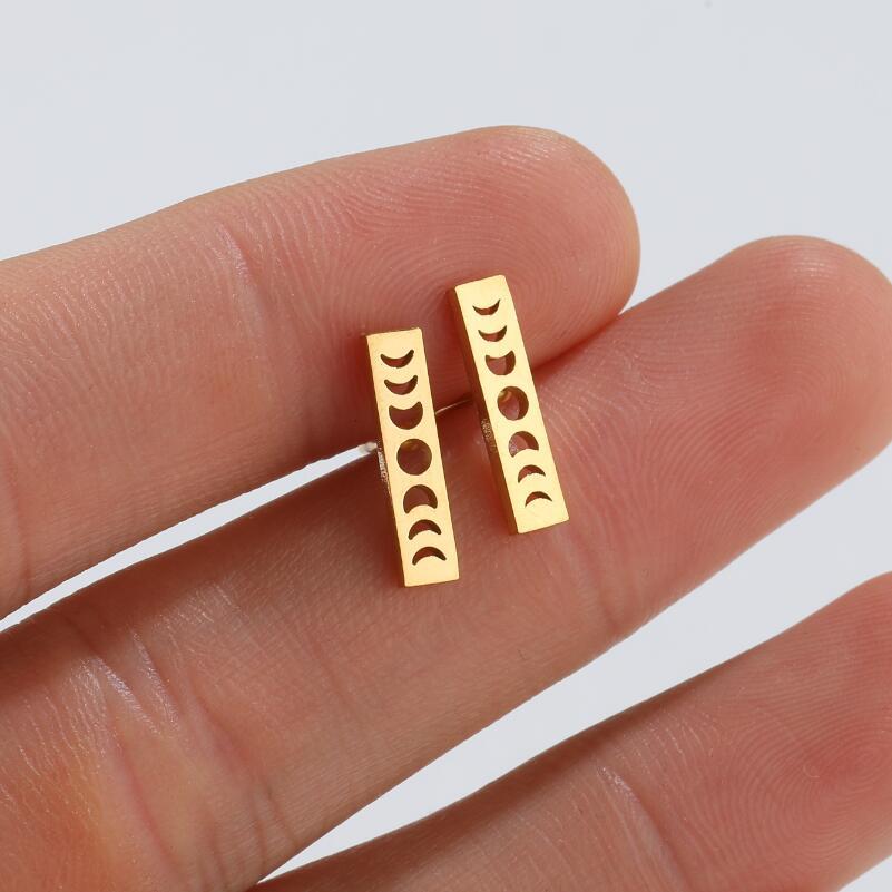 Fashion Sun Moon Titanium Steel Ear Studs Plating No Inlaid Stainless Steel Earrings display picture 8