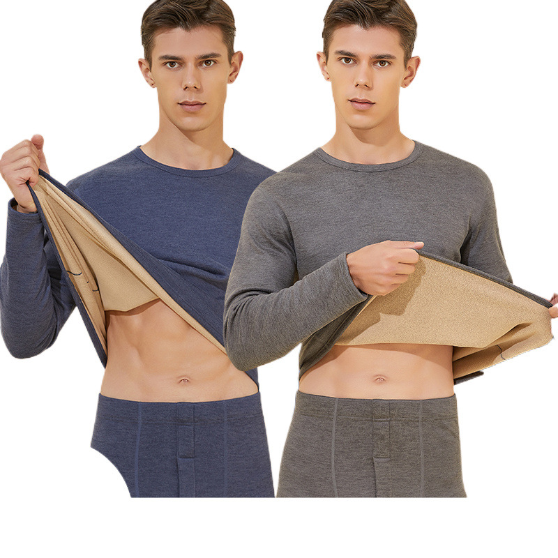 남성용 보온 속옷, 벨벳 및 두꺼운 대형 독일 벨벳 가을 옷 및 긴 바지 세트, 추운 겨울을 견딜 수 있는 난방 통합 양고기 벨벳