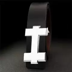 Casual Fashion Belt with H-Shape Gold Buckle for Men and Women – Korean Style Trendy Waistband