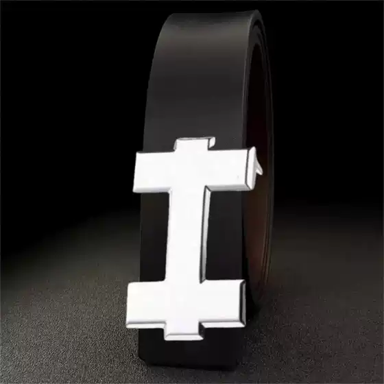 Casual Fashion Belt with H-Shape Gold Buckle for Men and Women – Korean Style Trendy Waistband