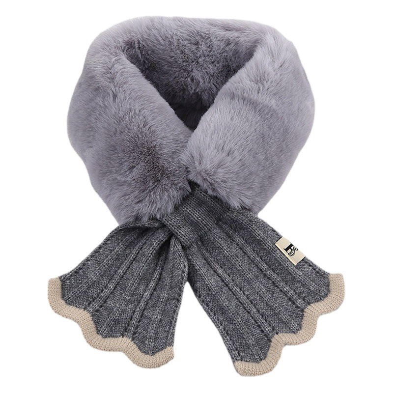 Winter New Fishtail Mao Mao Neck Women's Warm Neck Set Knitted Fur Collar Mermaid Lace Stitching Fur Collar Neck