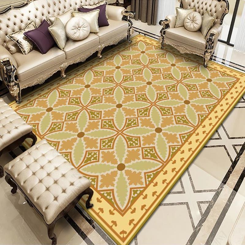 Alfombra de estilo europeo retro para sala de estar, alfombra para sofá y mesa de centro, alfombra de terciopelo cristalino, alfombra resistente al desgaste y de fácil cuidado para estudio.