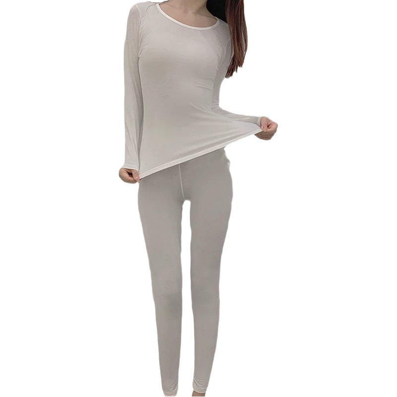 Осенняя одежда из модала, осенние брюки, нижняя рубашка с длинными рукавами, облегающий женский топ с круглым вырезом, нижнее белье, теплый костюм для осени и зимы