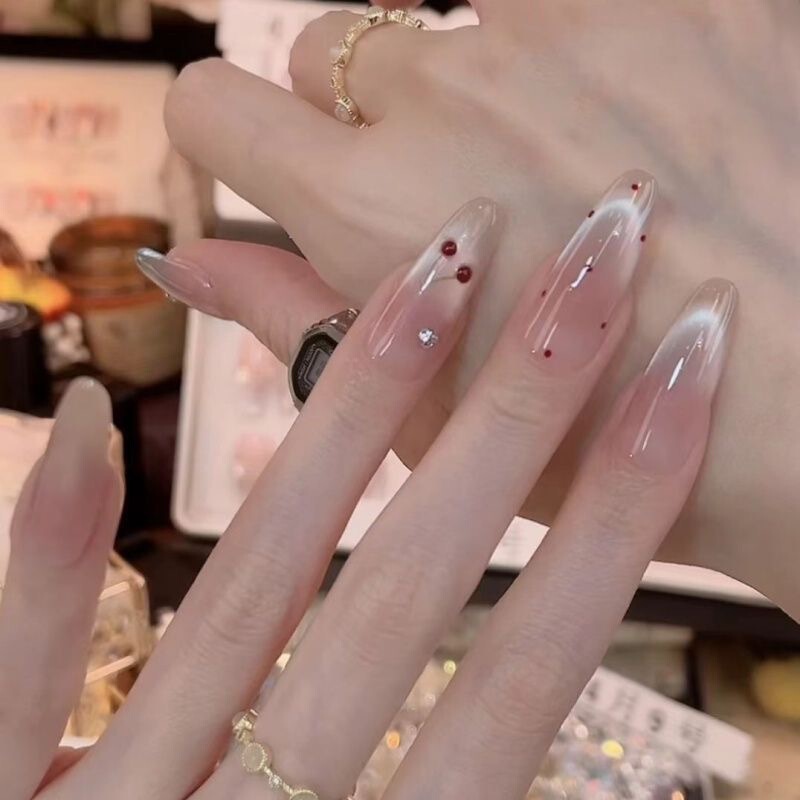 Cute New Handmade High-End Wearable White Bow Cat Eye Manicure Patch Gentle Temperament Nails
