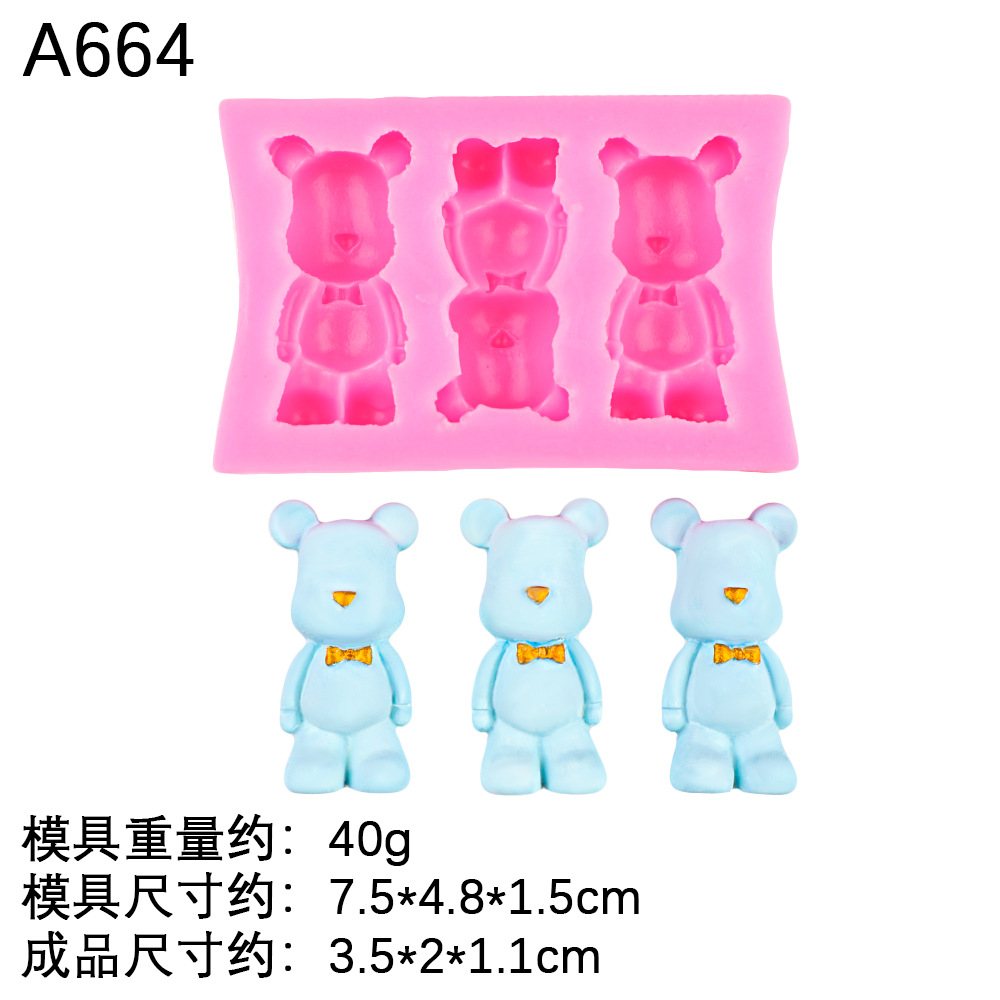 Pajarita de oso de dibujos animados epoxi molde de silicona galleta molde de fondant de chocolate herramienta de molde de yeso hecho a mano de bricolaje