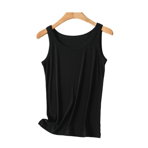 Summer Cotton Woven Wide Collar Anti-peeking Underwear Women's Top Round Neck Versatile Vest Slimming Body Shaper 