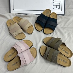 牛皮版魔术贴勃肯鞋一字拖真皮软木底博肯凉拖鞋夏季复古时尚百搭
