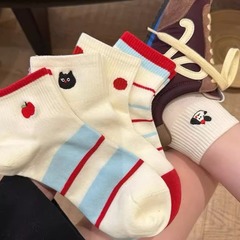 襪子女可愛ins春夏百搭薄款韓版網眼運動潮流卡通低幫短襪卡通襪