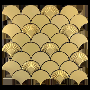 Manufacturer Customized 304 Fan-Shaped Metal Stainless Steel Mosaic Tile Background Wall Seamless Wall Tile Mirror Ktv Decoration