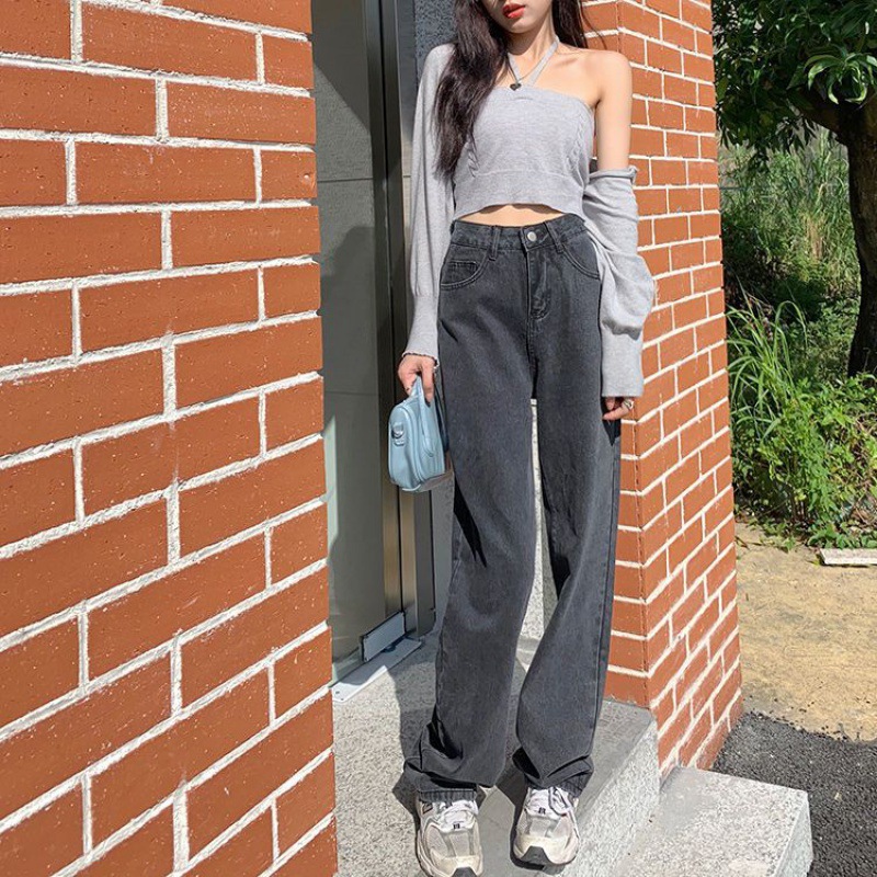(2개) 광주 또한 의류 청바지 느슨한 스트레이트 여성 봄과 가을 올 매치 홍콩 스타일 바지