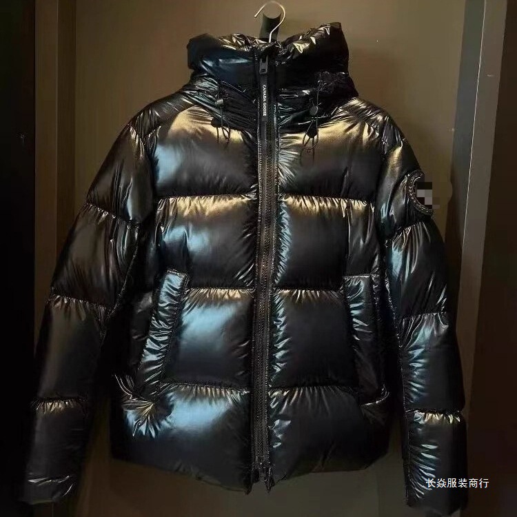 2026 Canada Goose Glossy Hooded Cotton Jacket Black Unisex Loose Warm Puffer Coat 2252