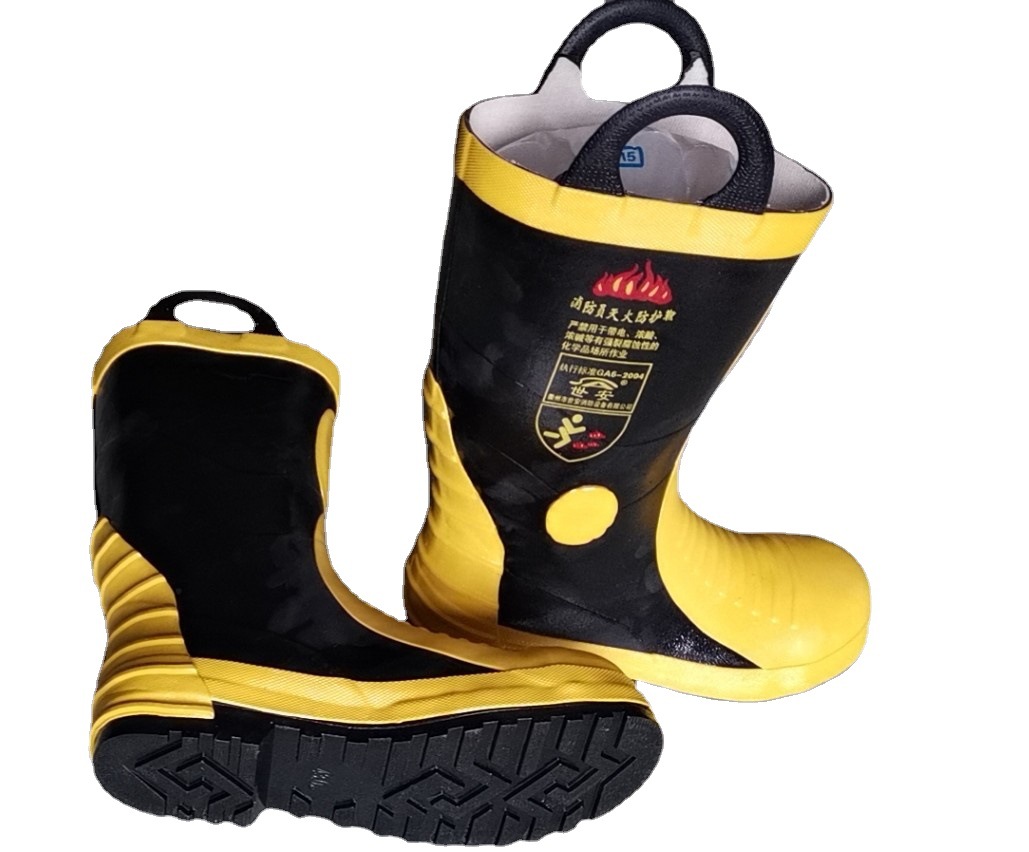 厂家批发消防胶靴02款消防靴防砸防刺防滑防护靴
