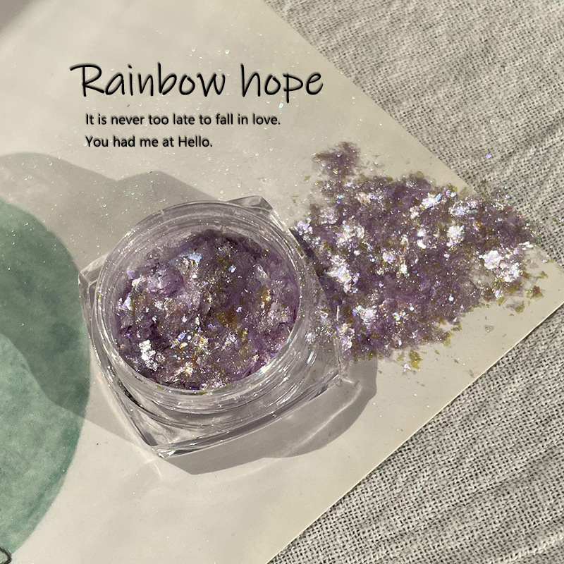 Japanese Style Polarized Brocade Powder Manicure Base Material, High-Bottom and Delicate Edelweiss Powder, Opal Powder DIY Wearable Nails