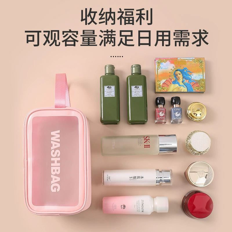 Matte high quality cosmetic bag PVC, handheld set for traveling, capacious organizer bag, 3 piece set