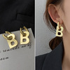 Silver needle, metal brand earrings, silver 925 sample, European style, simple and elegant design, internet celebrity