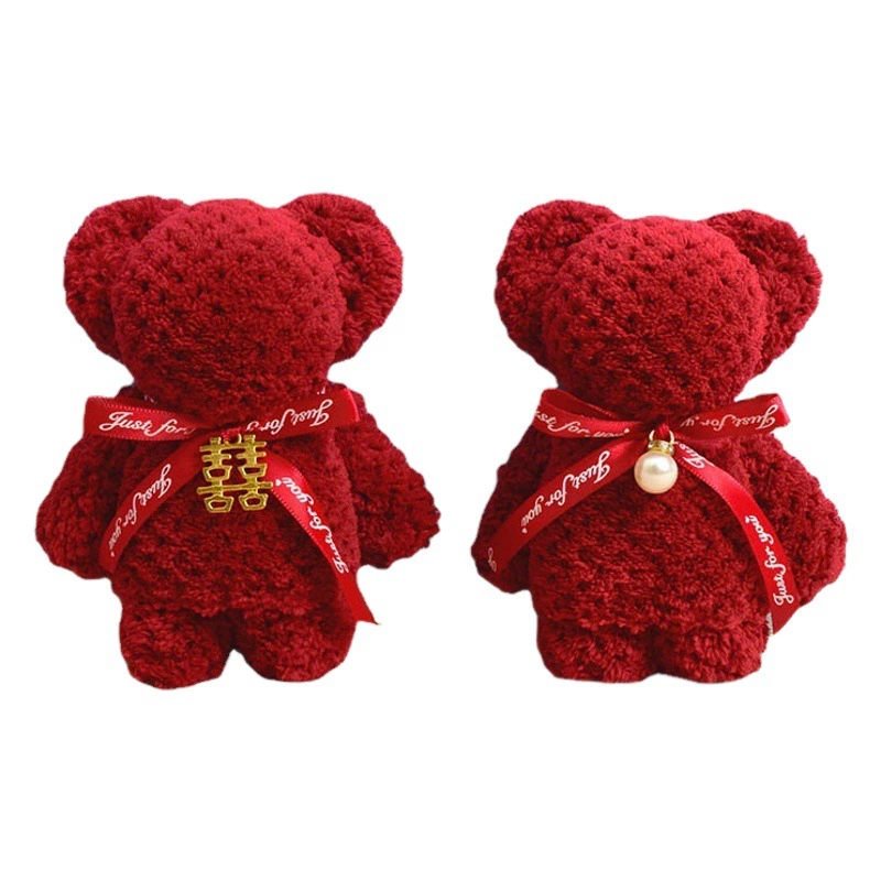 Плюшевый медведь-полотенце, сувенир для свадебного магазина, свадебные украшения, красные товары для свадьбы, подарки на Новый год и Рождество, оптом