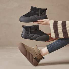 雪地靴冬季保暖2025新款加绒加厚学生短靴女皮毛一体防滑东北棉鞋