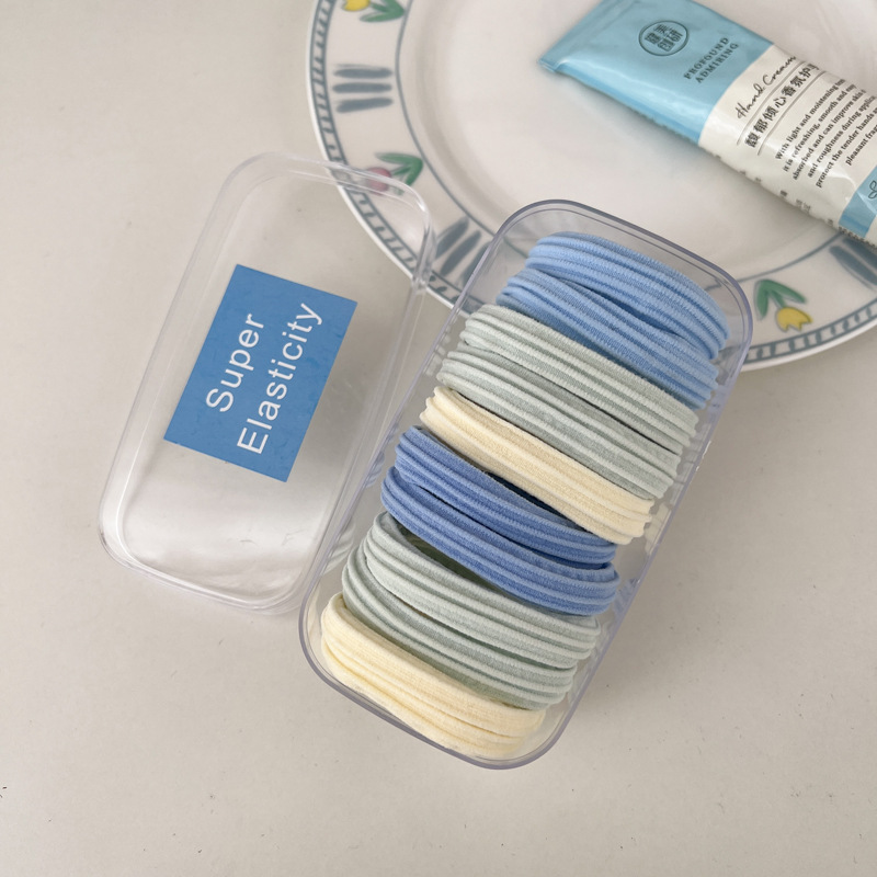 Azul marino ~ glutinoso suave no daña cabello cuerda de cabello alta elástica y duradera sin costura atada alta cola de cabello atar banda de goma de cabello