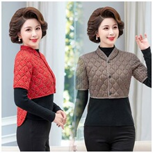 妈妈冬季保暖护肩中老年大码护腰防寒坎肩长袖加绒加厚护肩膀背心