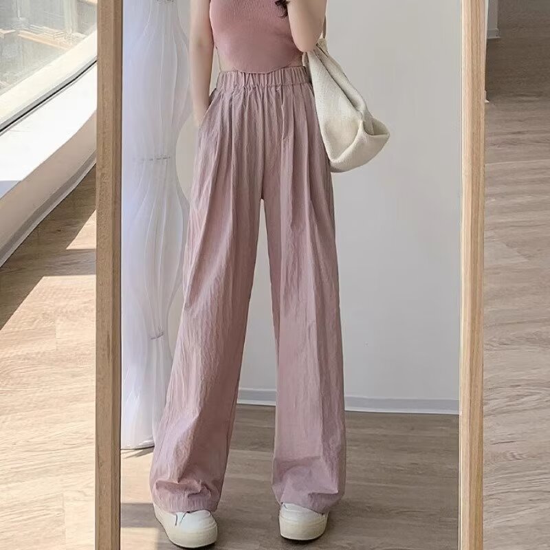 Pantalones de abuela coreana para mujeres verano nuevos pantalones de hadas de piernas de cintura alta casual pantalones de seda de hielo image 3