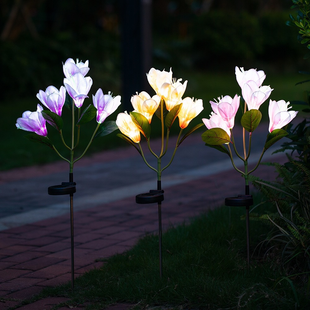 跨境工厂太阳能防雨玉兰花草坪地插地庭院花园装饰户外欧式氛围灯