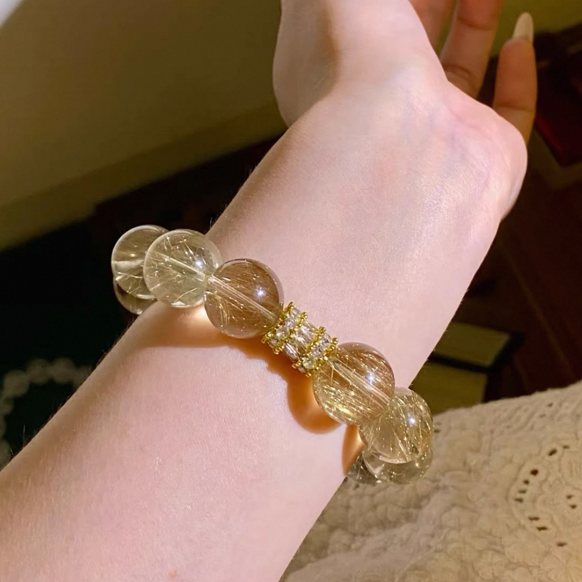 14K Gold-Plated Color-Preserving Crystal DIY Accessories Large Zircon Spacer Beads Bracelet Accessories Necklace Jewelry