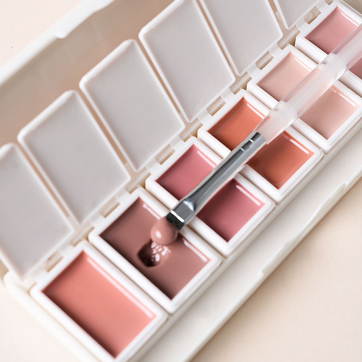 6 colores de estilo japonés crema sólida pegamento de manicura 2024 nuevo conjunto de ojos de gato de color desnudo
