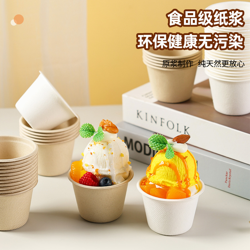 Taza de té de helado desechable, tazón de hielo de batata roja, tazón de hielo de papel degradable, tazón de helado personalizado