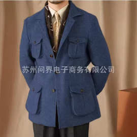 跨境外贸男士人字纹西装新款休闲西装欧美外贸亚马逊西服外套