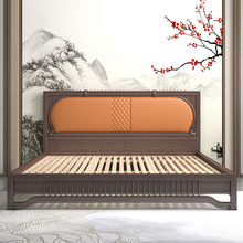 3EW1新中式床乌金木简约1.8m全实木床双人床主卧大床婚床现代卧室
