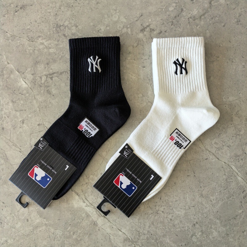 New Korean Style Ny Socks Mid-Calf Embroidered Men's and Women's Sports Socks High-Quality Combed Cotton Letter Mid-Calf Trendy Socks
