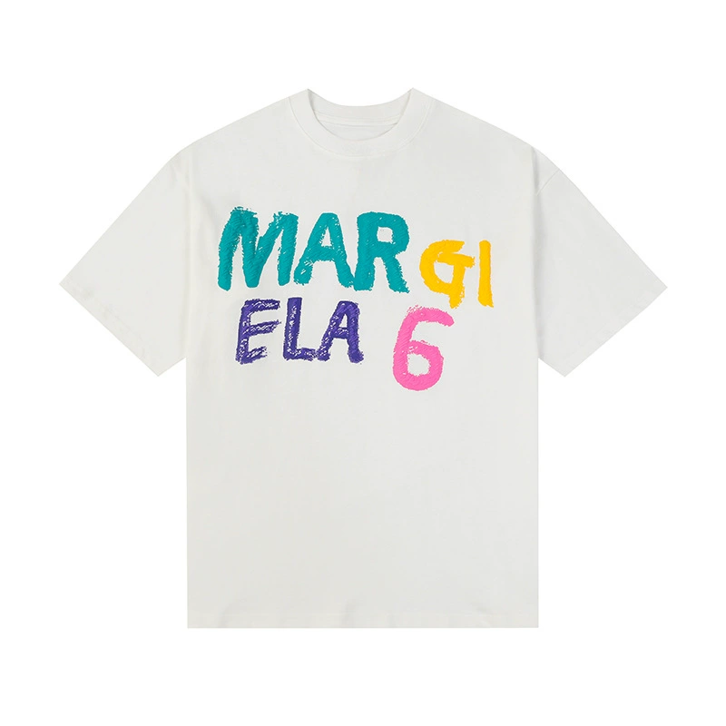 Maison Margiela 24SS коллекция MM6 цифровой узор круглый вырез мужской и женский модный бренд укороченный рукав футболка серия