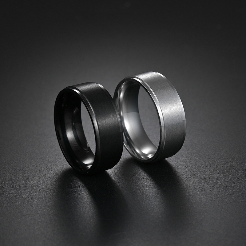 Unisex Gender European And American Cross-border Wholesale Matte Black Plated Stainless Steel Simple Fashion Ring