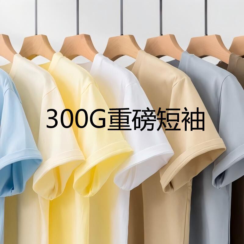 High-Quality Heavyweight 300g Pure Cotton Short-Sleeve T-Shirt for Men, 2026 New Model, Solid Color, Large Size, Women's Round-Neck Base Layer Shirt