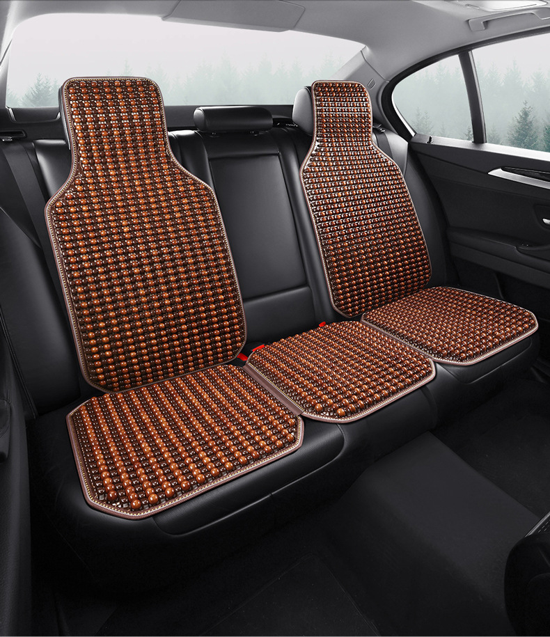 Car cushion single piece summer wooden beads three-piece single seat cushion tie-free non-slip breathable rear seat cushion cool cushion