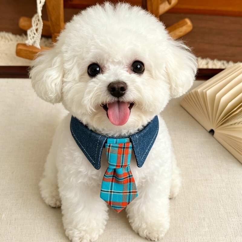 Denim Tie Pet Accessories, Cat Plaid Scarf, Teddy Small and Medium-Sized Dog Scarf Collar, Dog Photo Decoration Denim Tie Pet Accessories, Cat Plaid Scarf, Teddy Small and Medium-Sized Dog Scarf Collar, Dog Photo Decoration