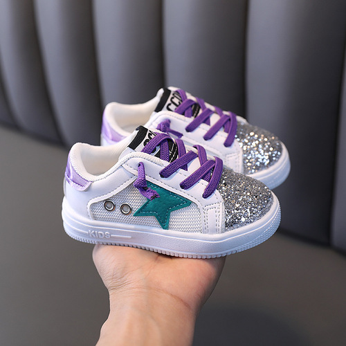 Drop shipping girls' casual shoes spring and autumn new fashion sequined soft sole sneakers baby shoes girls sneakers