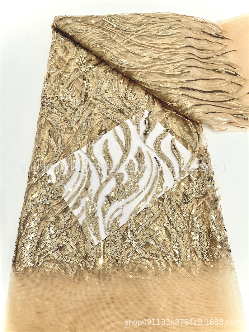Tejido de malla de lenta bordada tridimensional Vestido de novia de moda Vestido de moda Tela de encaje LACE