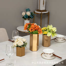 创意欧式六角摆件客厅卧室家居花瓶摆件婚庆插花装饰品