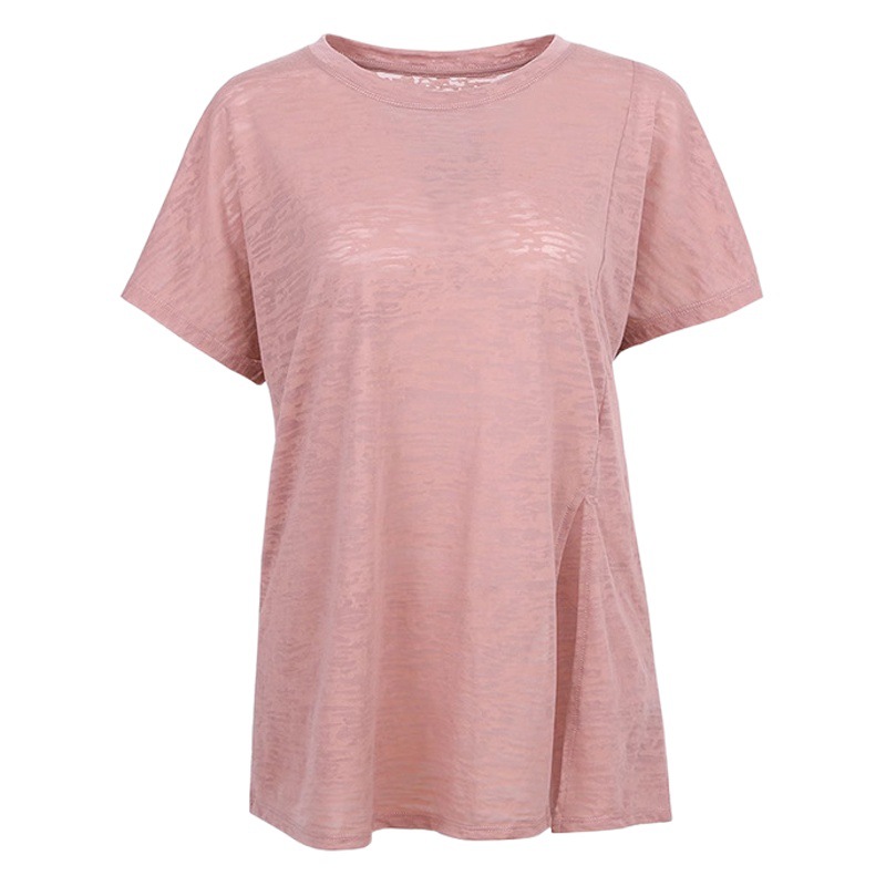 Camiseta deportiva ligera y holgada, ropa fina para yoga, camiseta de manga corta de secado rápido para correr, ropa deportiva para mujer.