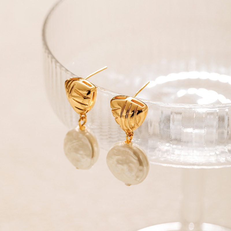 Solid Color Pattern Women's Gender 1 Pair Retro Solid Color Inlay Copper Pearl Drop Earrings