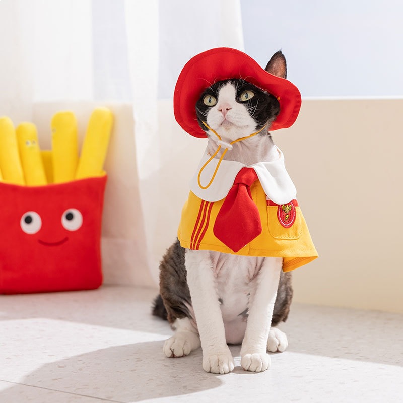 Primavera y verano nuevo colegio abrigo de cuello naval pareja con sombrero ropa de perro pequeño y mediano ropa de mascotas