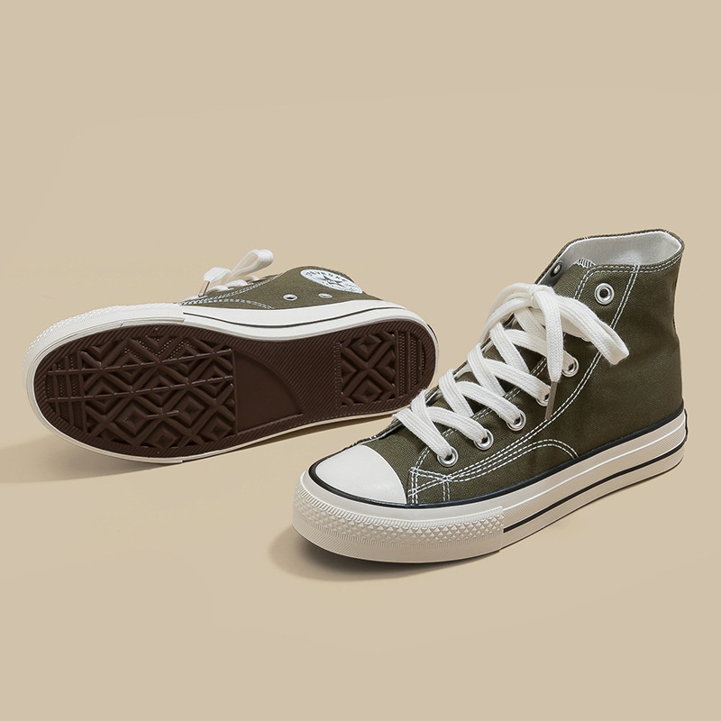 Retro clásico de la década de 1970 tres veces vulcanizado aceite brillante zapatos de lona de alto perfil para hombres y mujeres parejas de zapatos de skate de estudiantes versátiles