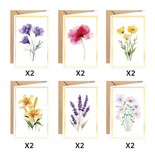 Cross-border new retro flower flower postcard greeting card suit small fresh and beautiful flower style invitation card