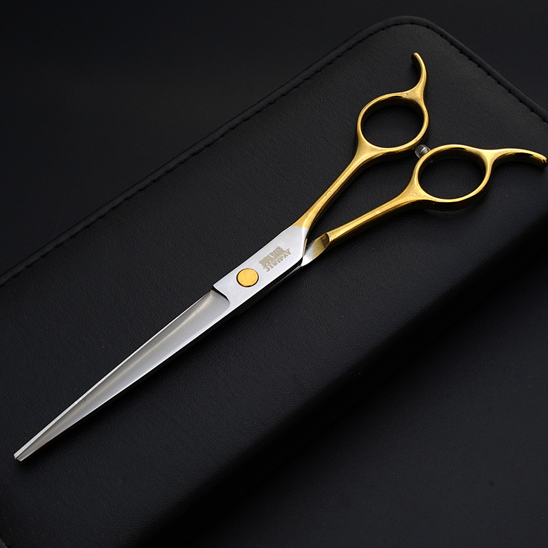 Tijeras para mascotas de acero inoxidable para perros y gatos, tijeras planas de 7 pulgadas para el cuidado de perros y el recorte del pelo de mascotas.