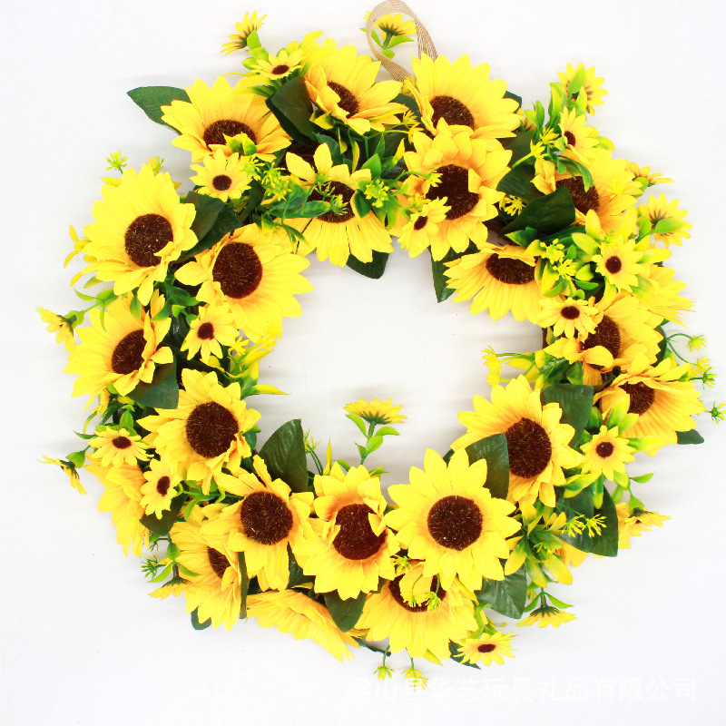 FUENTE Fábrica en stock colgante de pared artificial Garland girasol Sun Garland ratán anillo europeo y americano puerta y ventana Accesorios