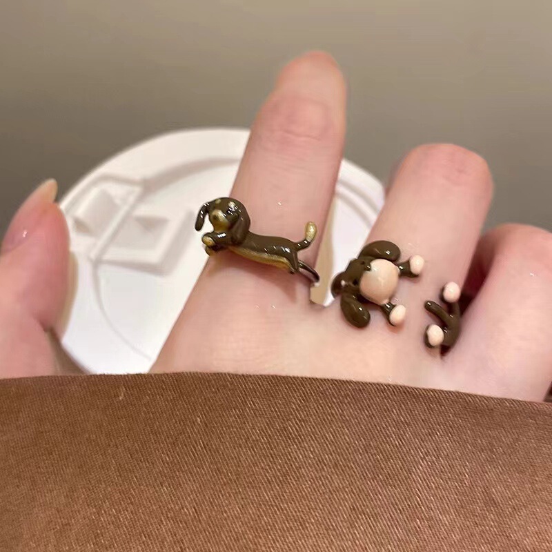 Cartoon Cute Childlike Dachshund Dog Ring Niche Design Fashionable Simple Elegant Unique Stylish Stacked Index Finger Ring Cartoon Cute Childlike Dachshund Dog Ring Niche Design Fashionable Simple Elegant Unique Stylish Stacked Index Finger Ring