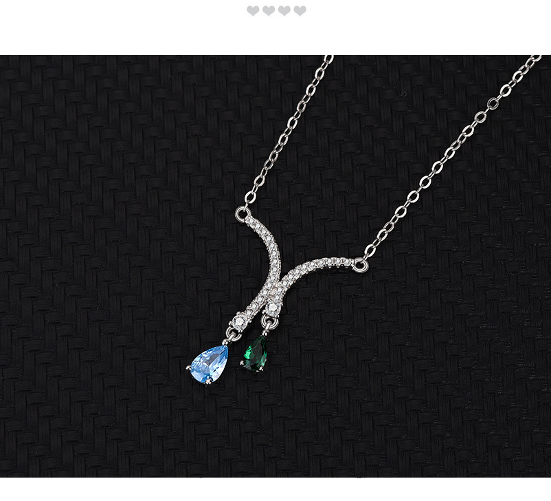 Sweet Water Droplets 925 Silver Plating Zircon Pendant Necklace display picture 5