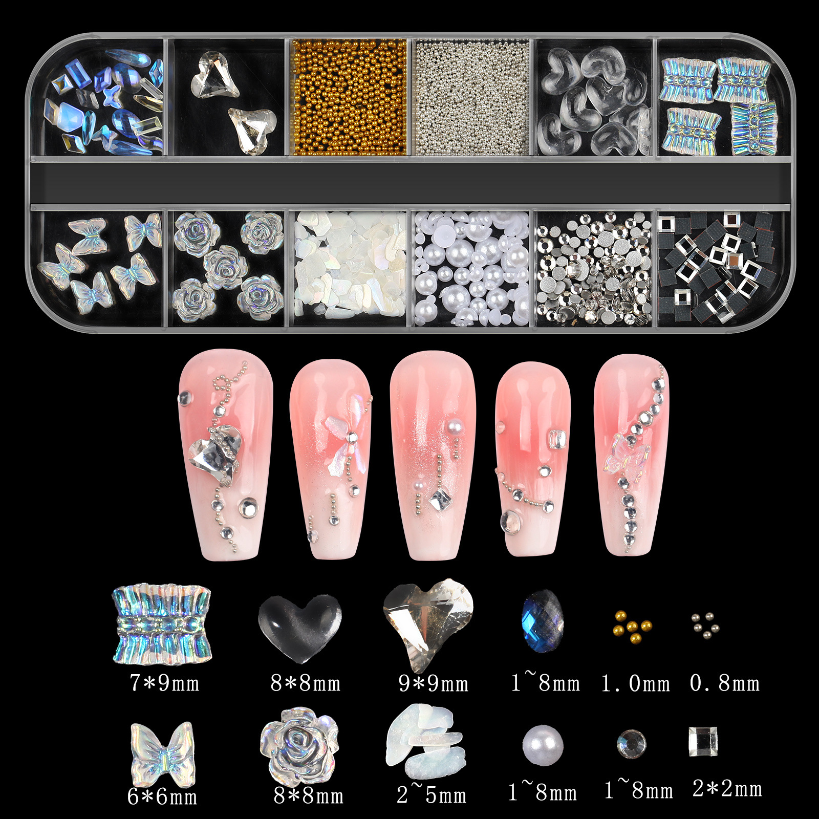 50g Weight Nail Decoration Accessories Nail Supplies Resin Material Flower, Butterfly Pattern Flower Butterfly Resin Nail Decoration Accessories 9